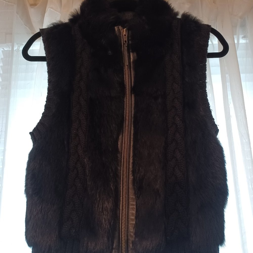 BCBGMAXAZRIA Rabbit Fur / Wool Blend vest